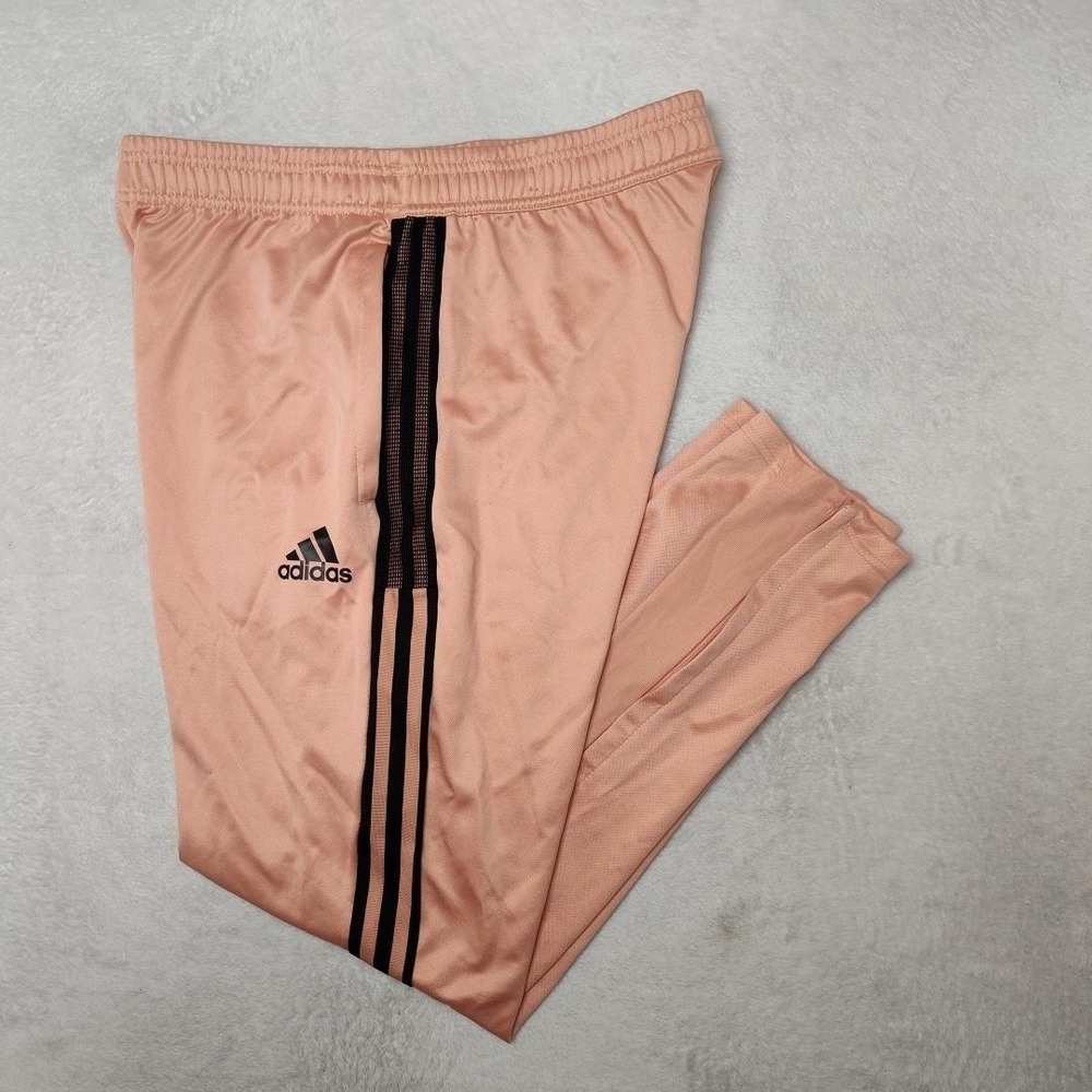 Adidas Track Pants Mens L Peach Tiro 25 Mesh Tapered Side Stripe Zip Soccer Gym